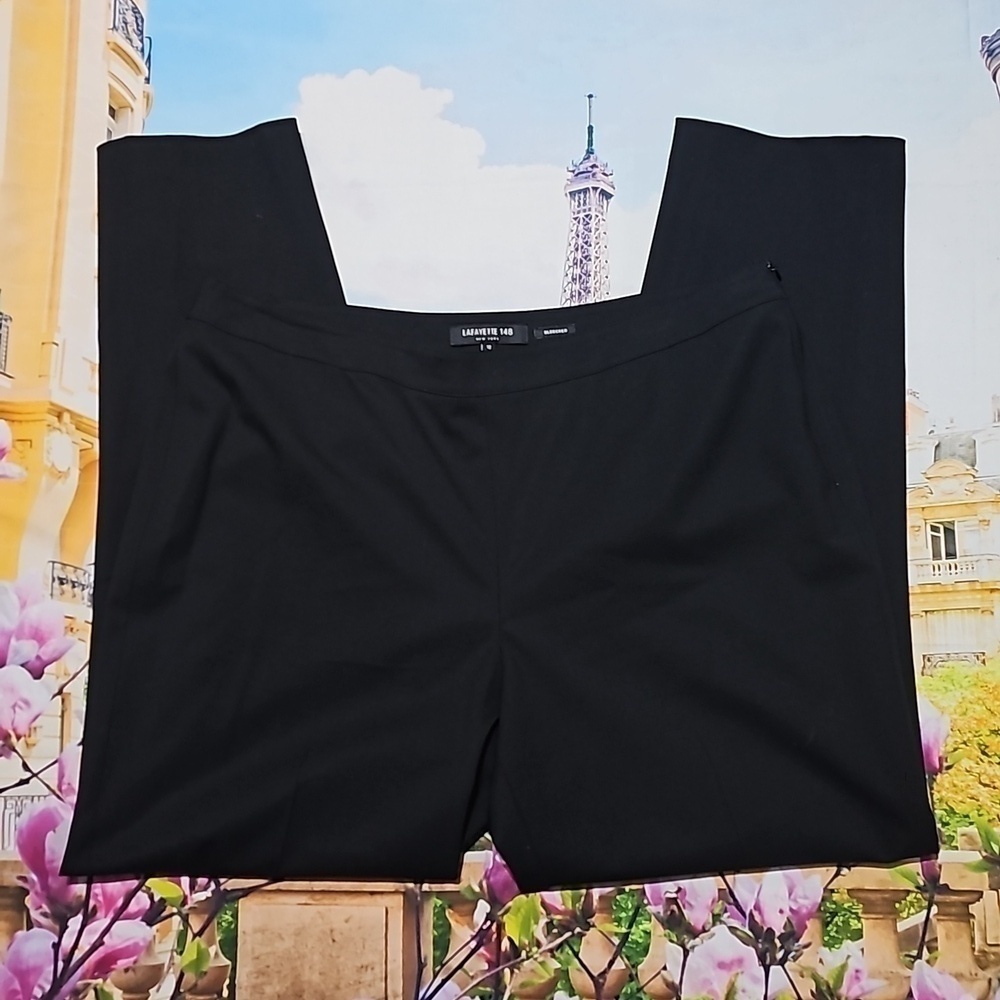 Lafayette 148 New York Bleecker High Waist Black Wool Dress Pants Size 12